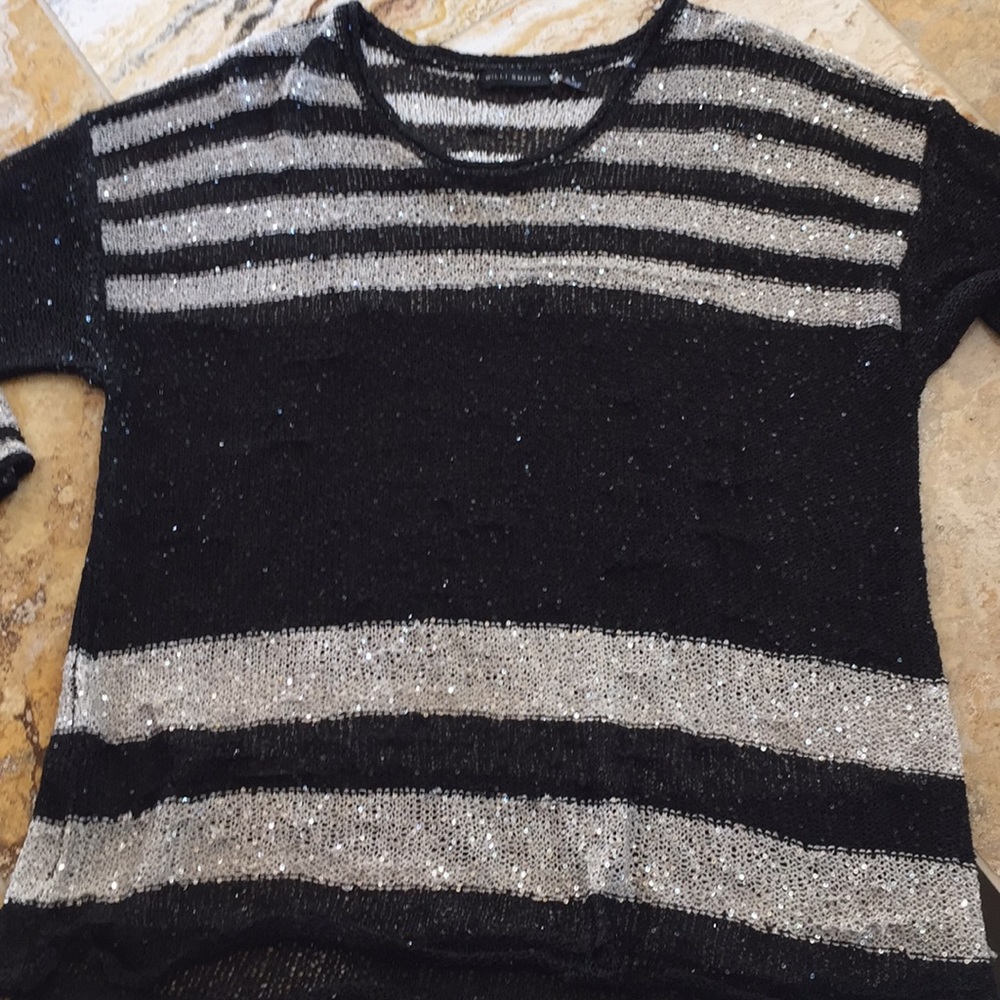Willi smith beige-black sequin Scoopneck sweater